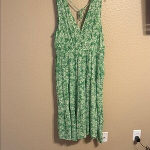Adore Me Green Floral V-Neck Tie-Back Midi Sundress